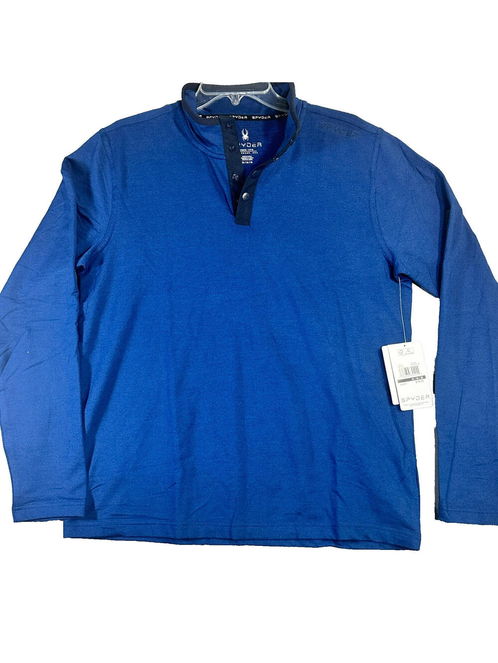 Spyder Men's Marled French Terry Quarter Snap in True Blue Medium (M) - NWT